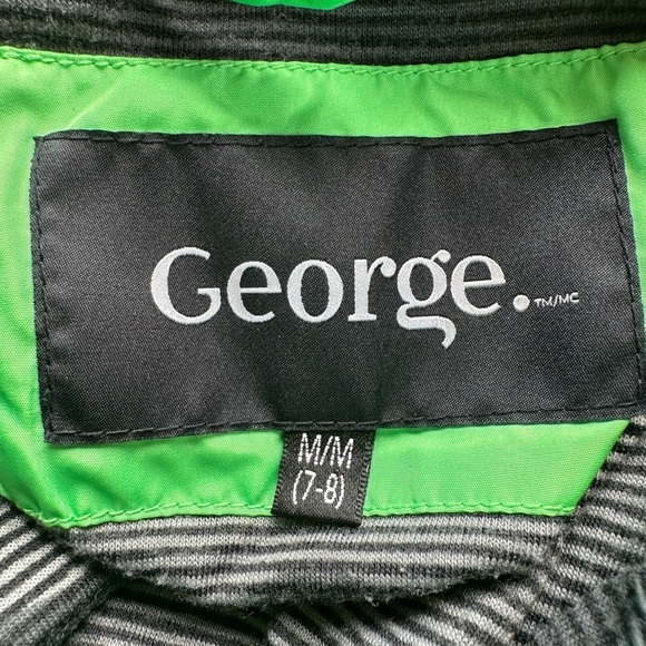 George Boys Green Zip  Rain Jacket Size 7/8 - Picture 7 of 8